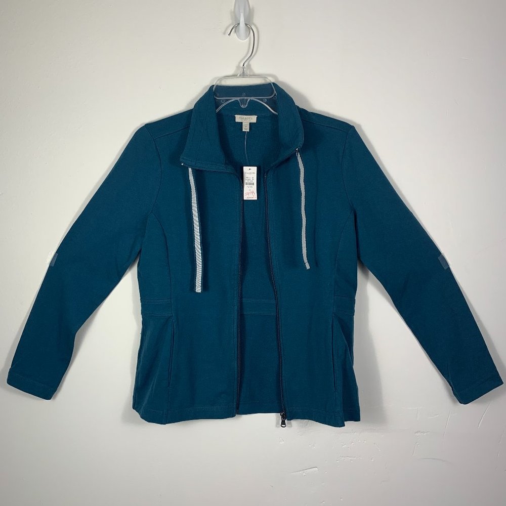 Talbot Teal Collared Front Zipper Sweater Jacket S